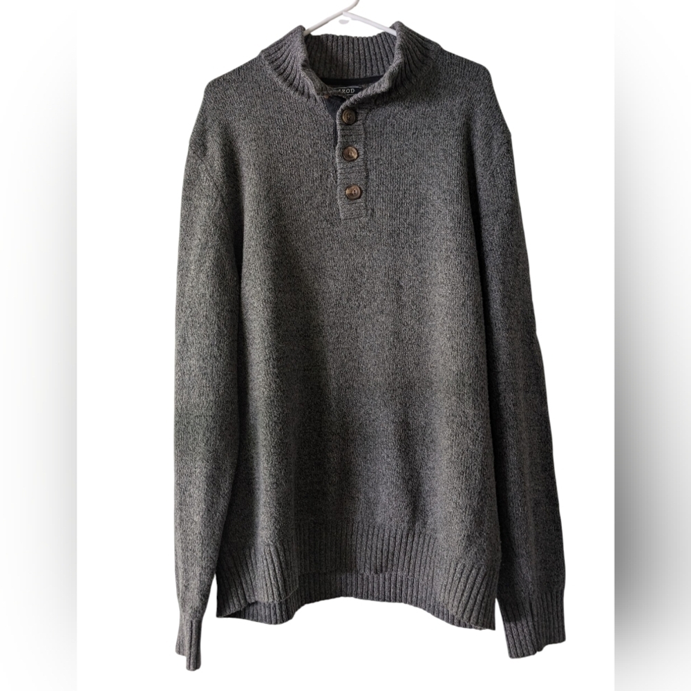 Izod Charcoal Gray Button Collar Sweater XL